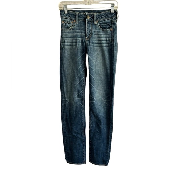 American Eagle Outfitters Straight Super Stretch Denim Jeans • Used • Size: 0 - Picture 2 of 7